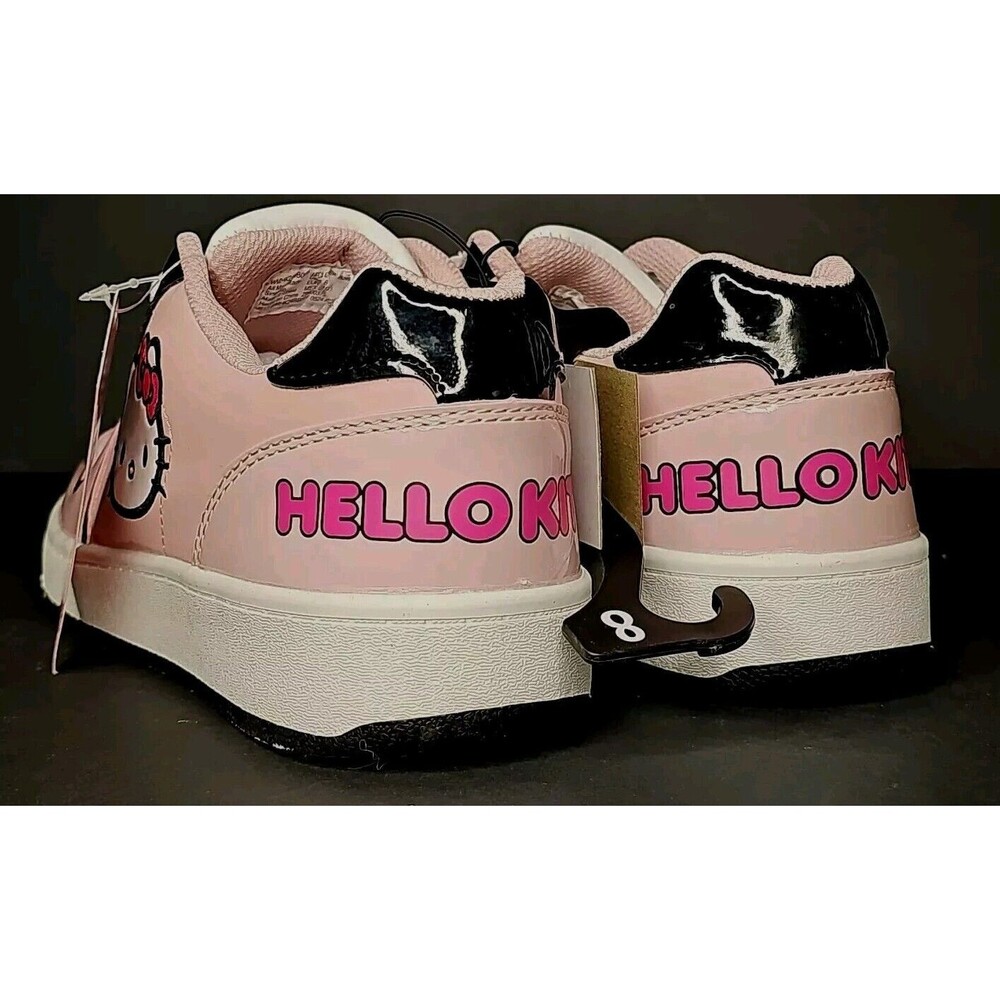 Sanrio Hello Kitty Pink Patent PU Black Trim Court Sneakers Womens Size 9 NWT - Picture 3 of 9
